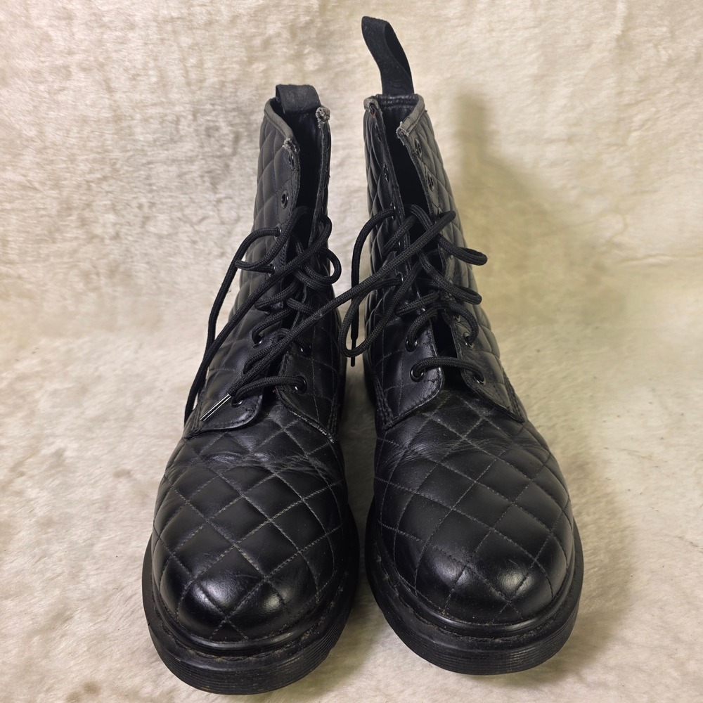 Dr. Martens Coralie Boots Black Quilted Leather Lace Up Combat 42 Womens 10 - Picture 2 of 7